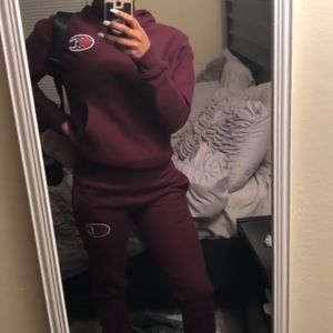 Burgundy Champion jogging suit